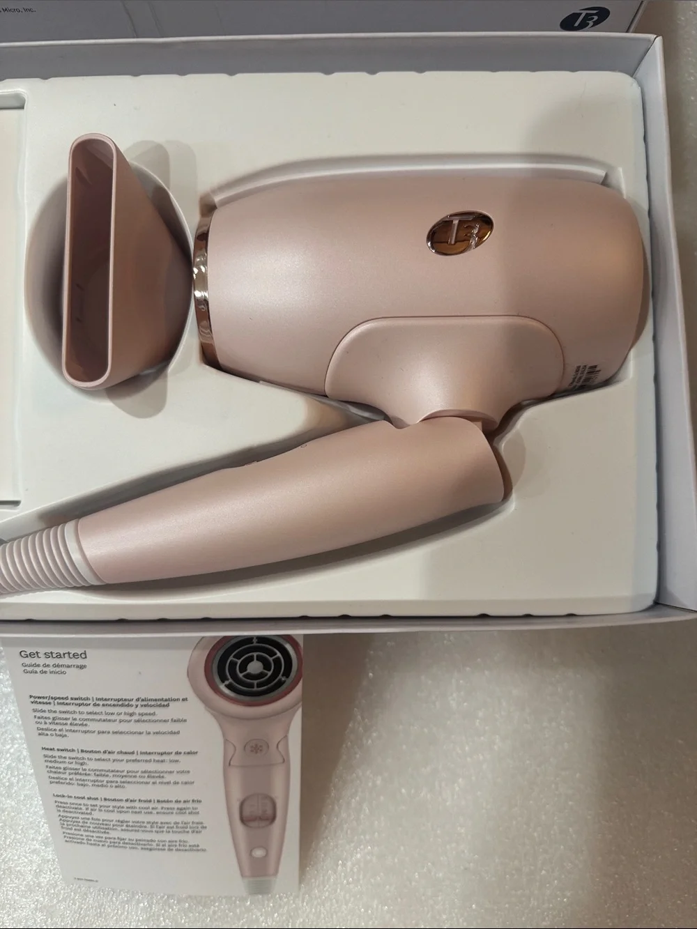 T3 Afar Travel Hair Dryer with Diffuser Attachment New